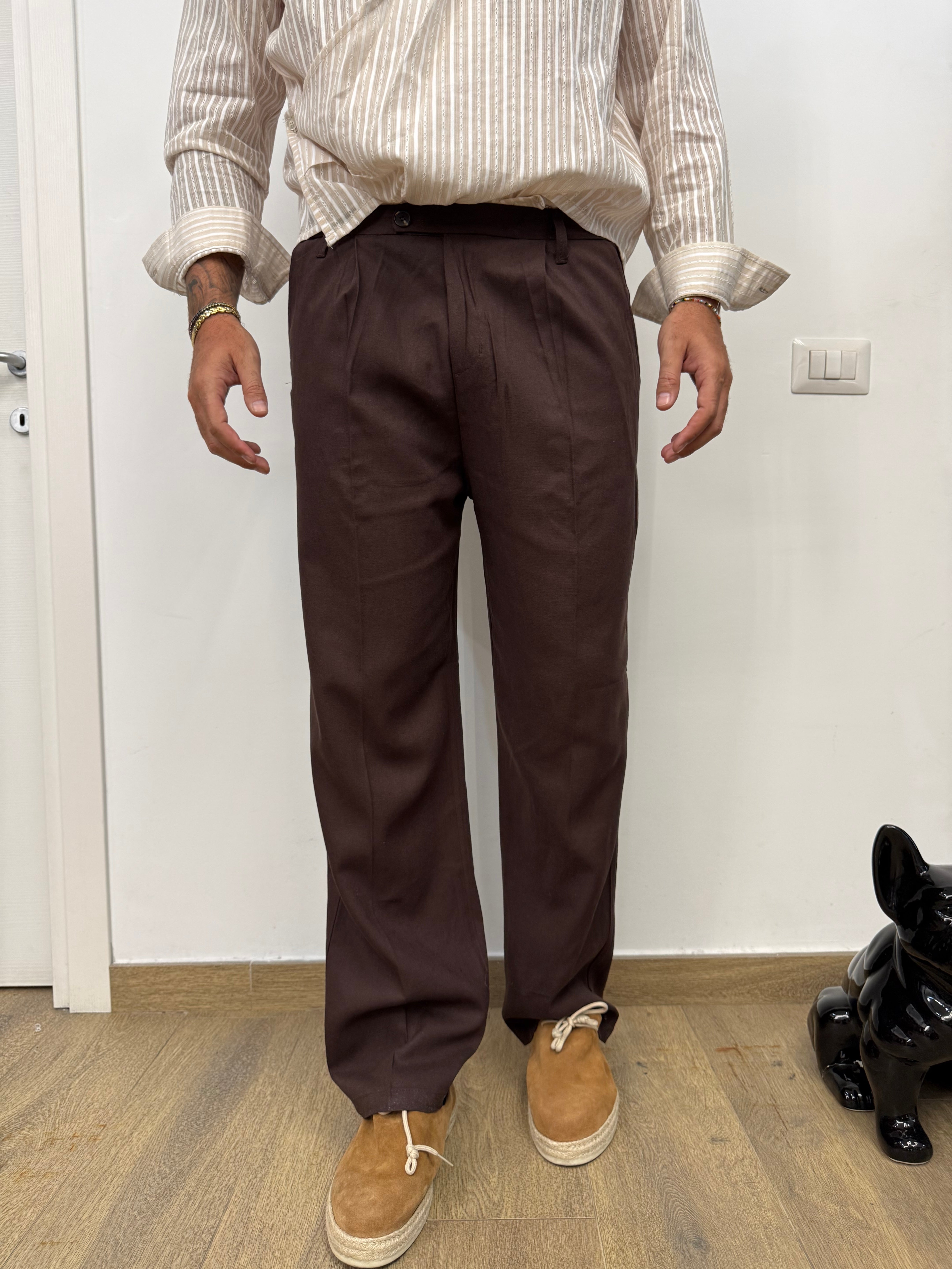 PANTALONE FONDO AMPIO IN LINO