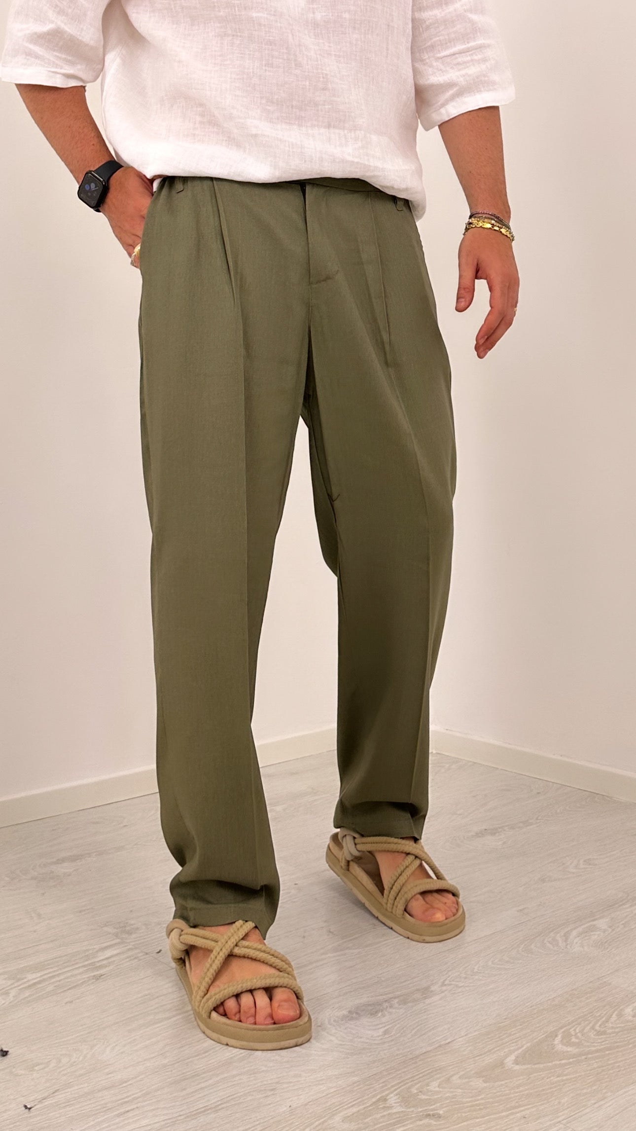 PANTALONE FONDO AMPIO IN LINO