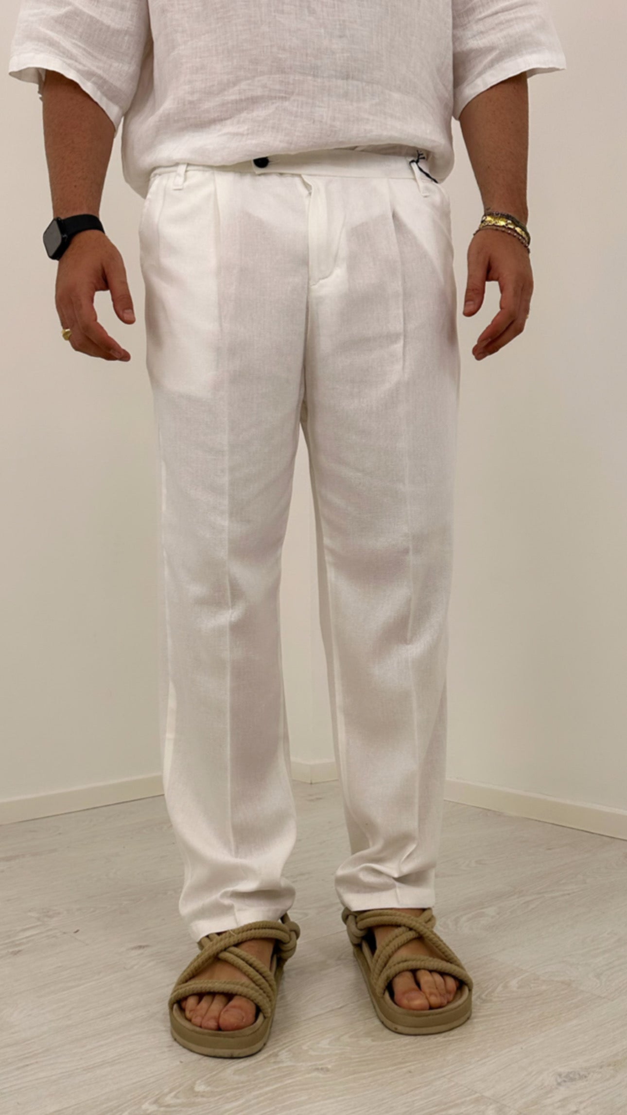PANTALONE FONDO AMPIO IN LINO