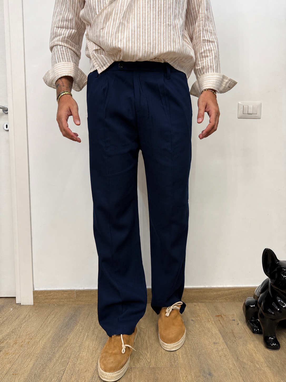 PANTALONE FONDO AMPIO IN LINO