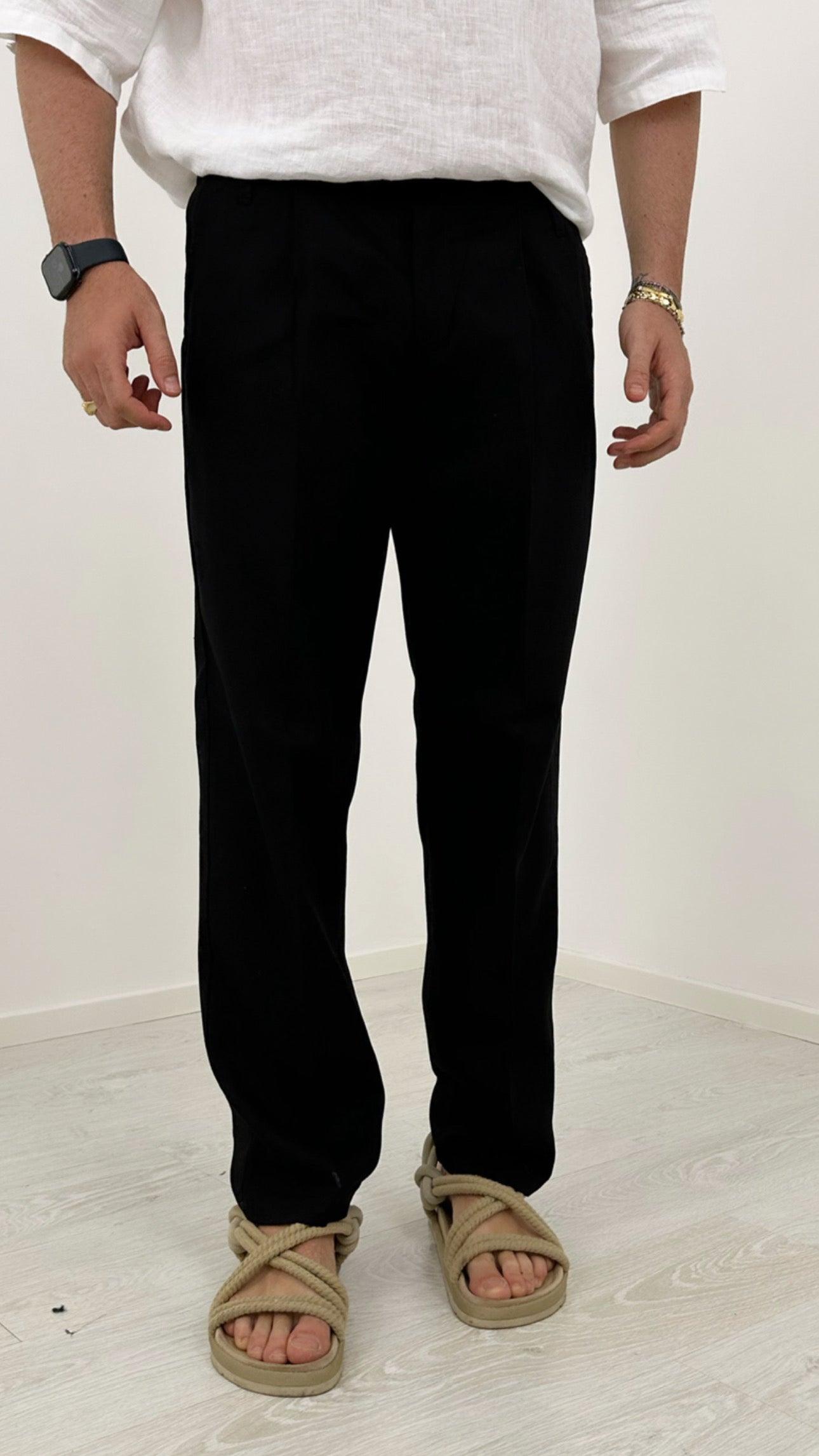 PANTALONE FONDO AMPIO IN LINO